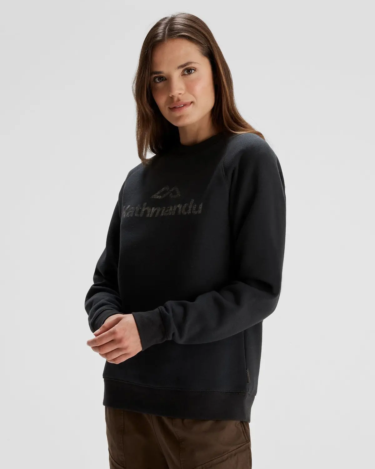Women's Kathmandu Logo Crew Sweater - Black 1
