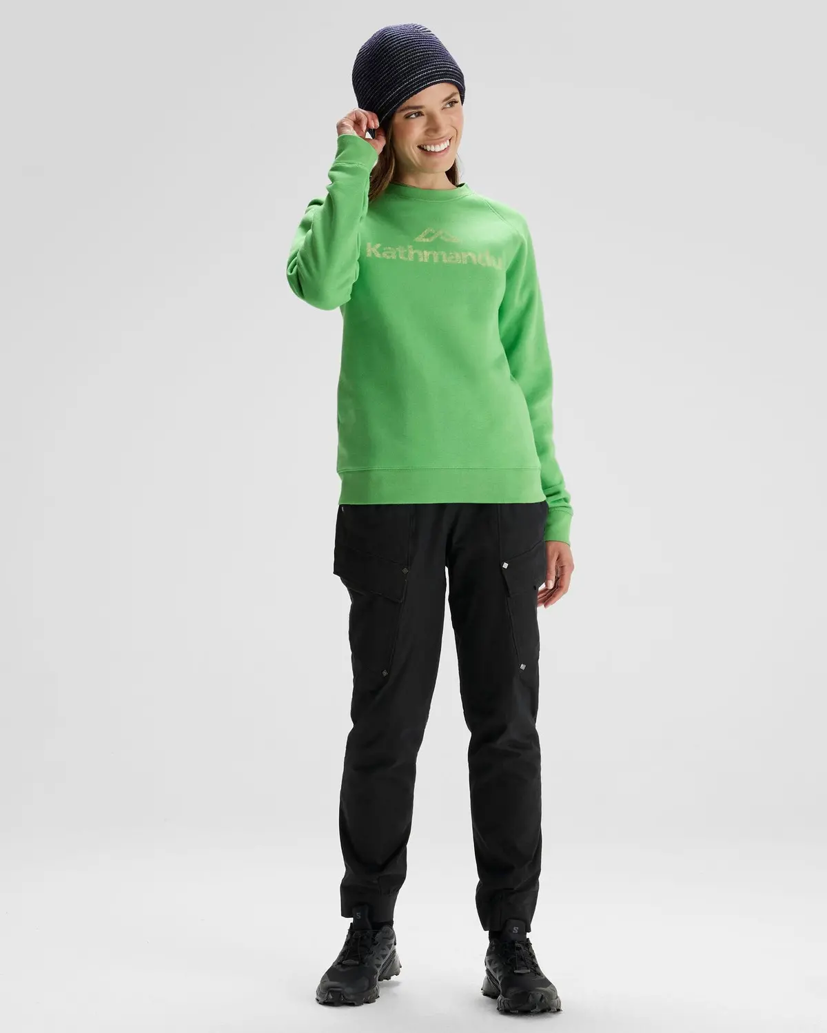 Women's Kathmandu Logo Crew Sweater - Lizzard 1