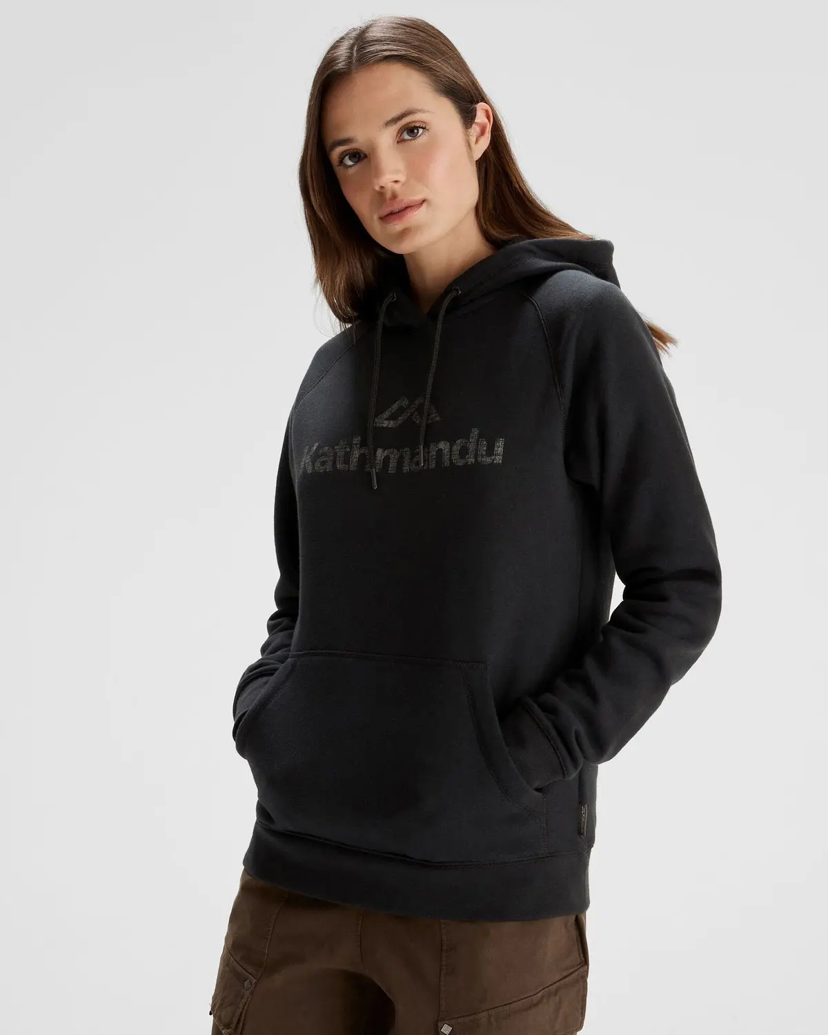 Women's Kathmandu Logo Hoodie - Black 1