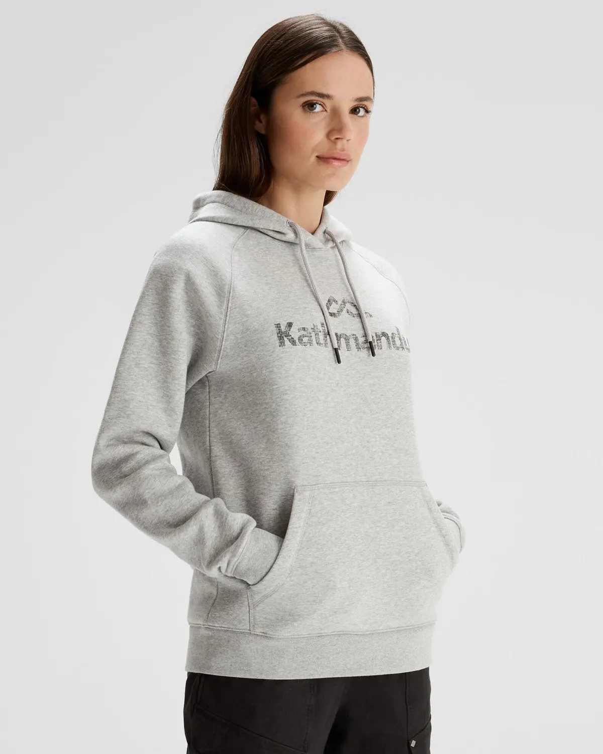 Women's Kathmandu Logo Hoodie - Light Grey Marle 1