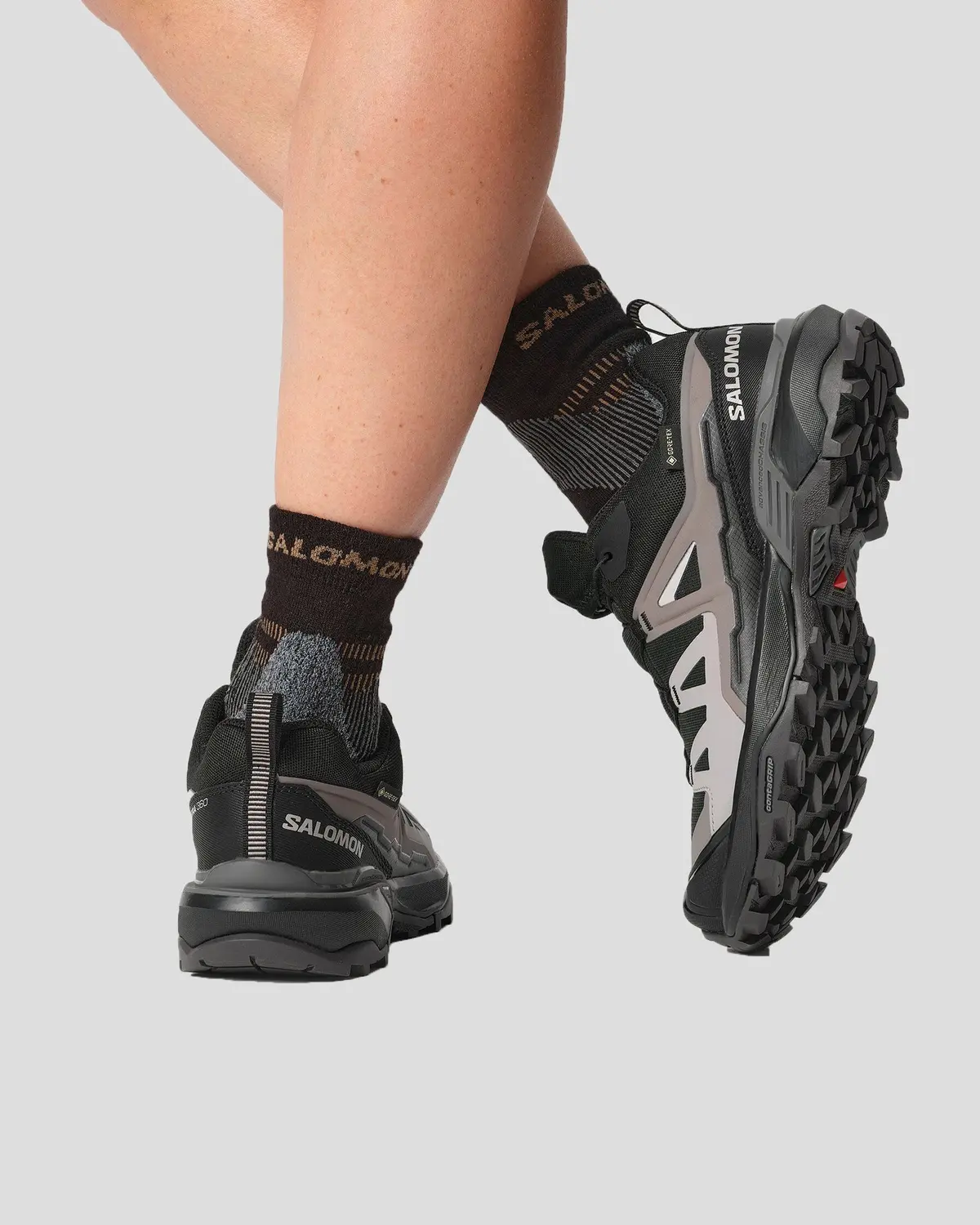 Women's Salomon X Ultra 360 Gtx Hiking Shoes - Black/Plum Kitten/Shale 6