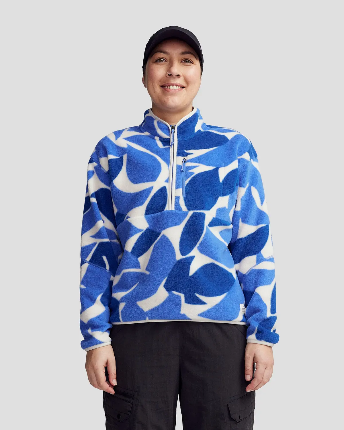Wmns Trailhead Fleece 1/4 Zip Pullover - Dark Peri Forest Floor Print 2