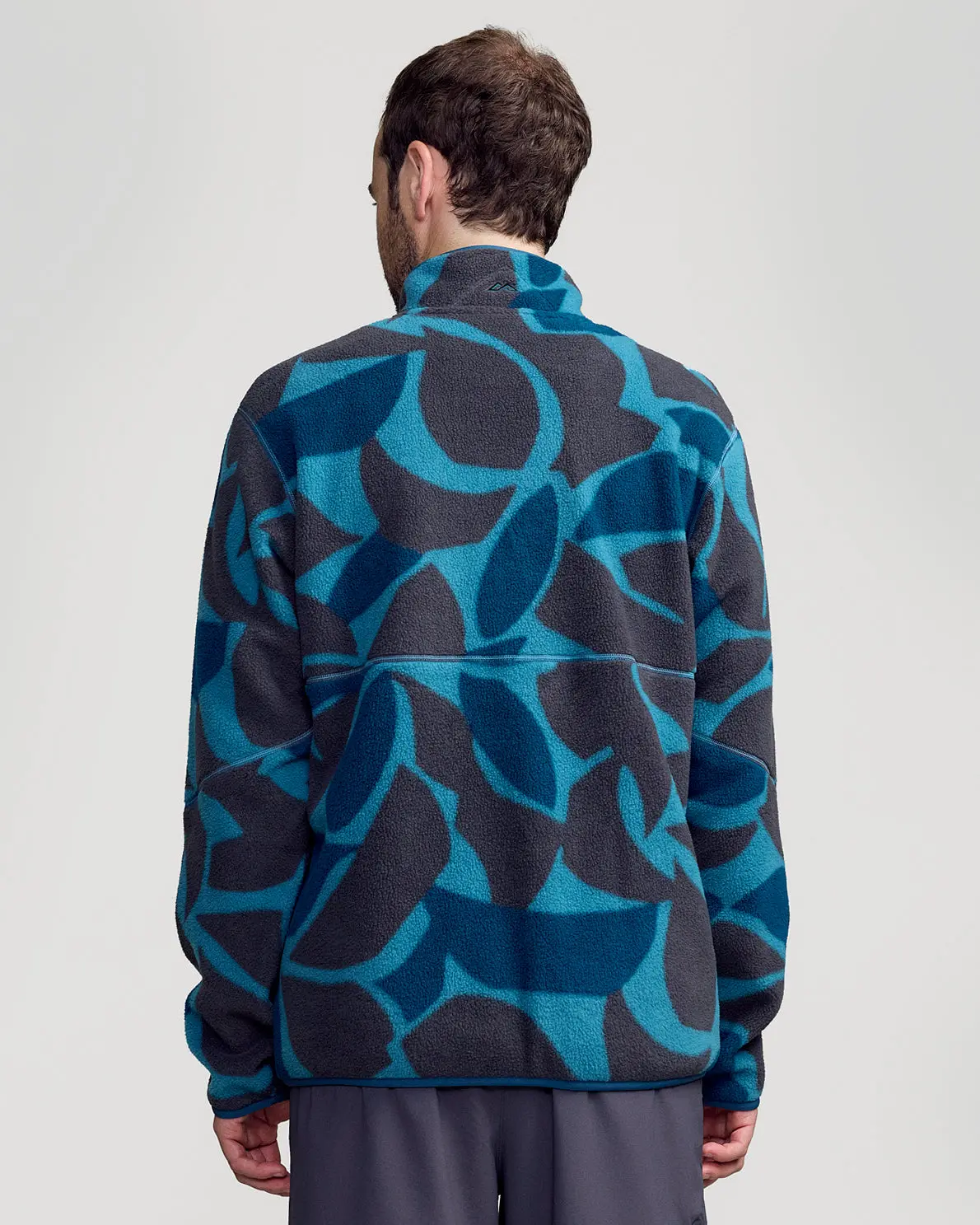 Men's Trailhead Fleece 1/4 Zip Pullover - Washed Blue Forest Floor Print 5