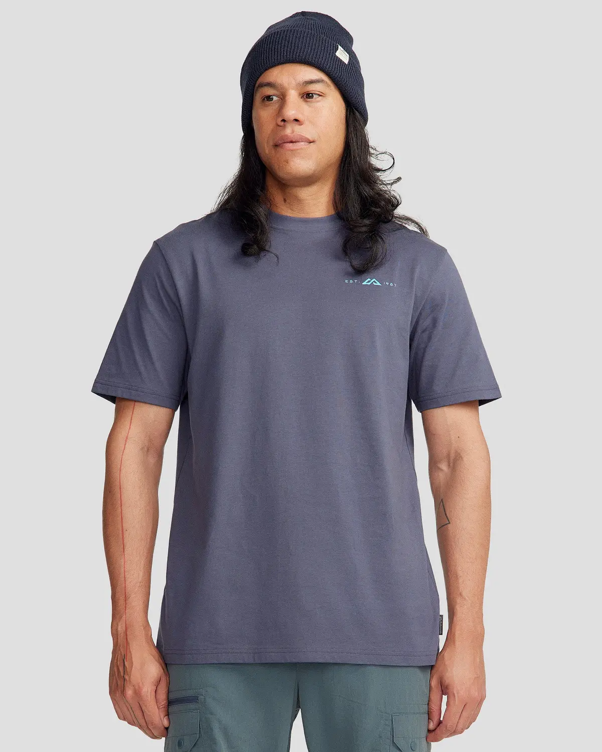 Men's Mountain Camo Organic Cotton T-Shirt - Mid Navy 1