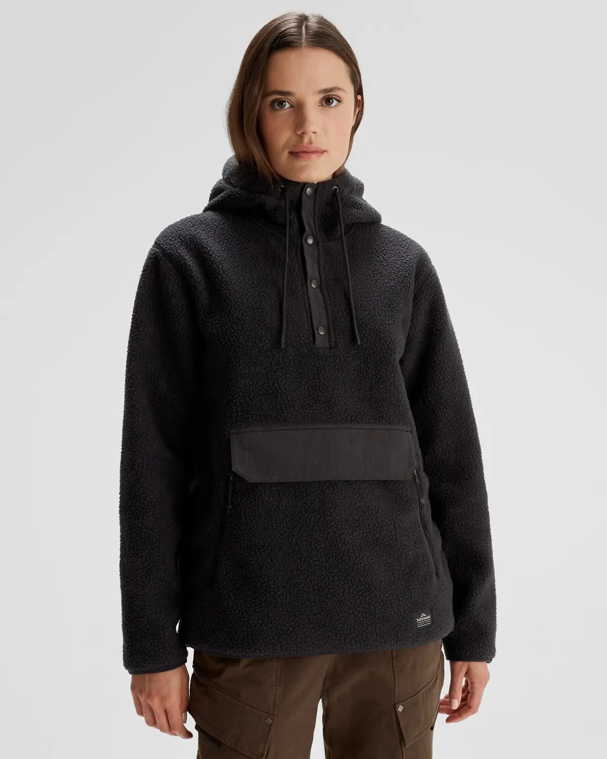 Women's Co-Z High Pile Hooded Pullover  - Black 1