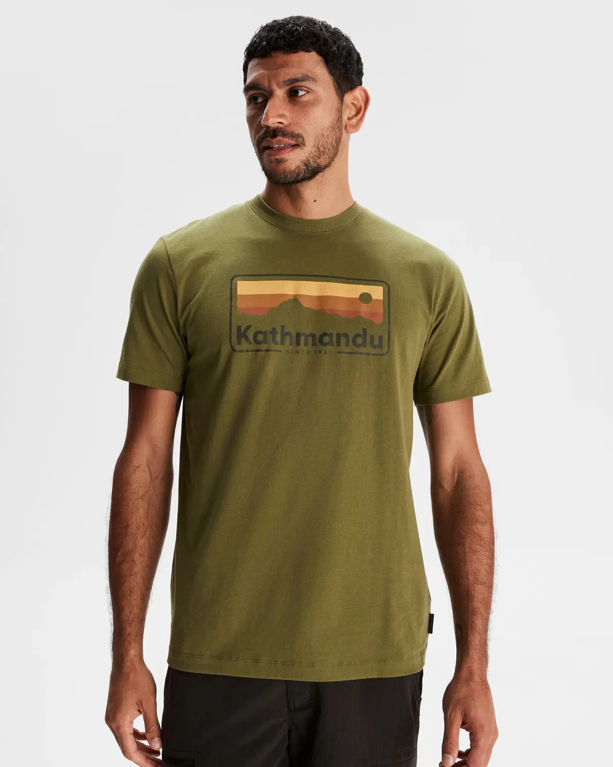 Men's Kathmandu Logo 70'S Organic Cotton T-Shirt - Dark Fern 1