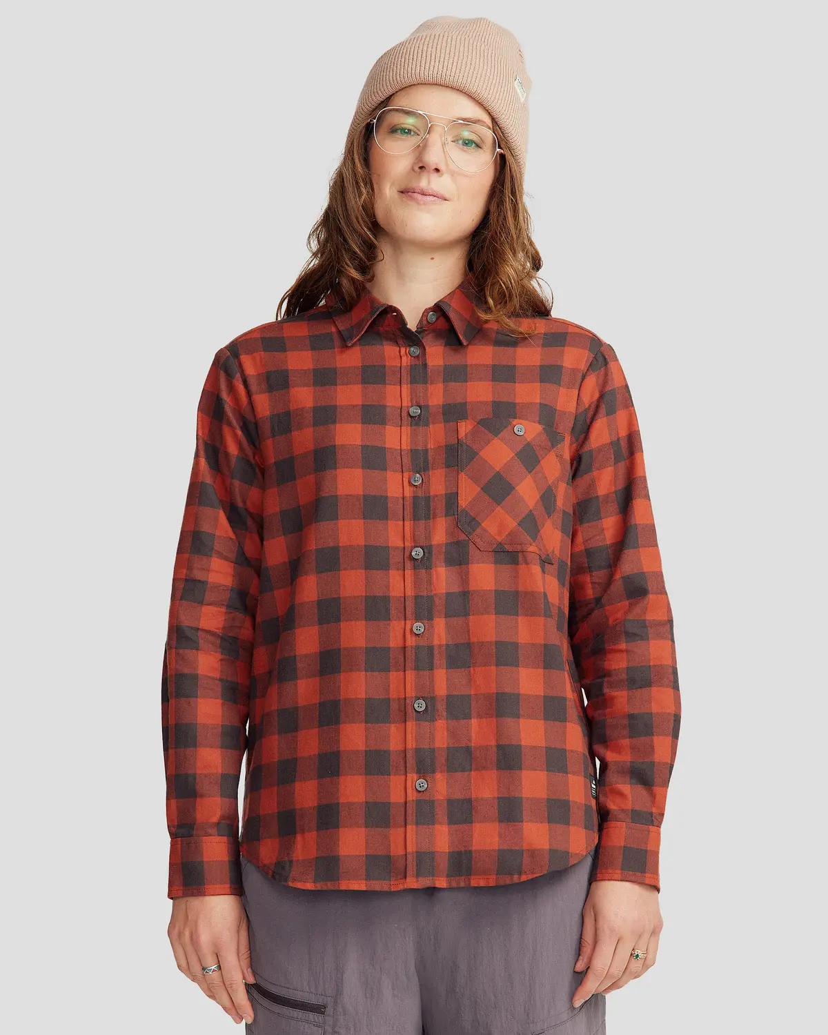 Fyfe Women's L/S Shirt - Redwood Gingham 1