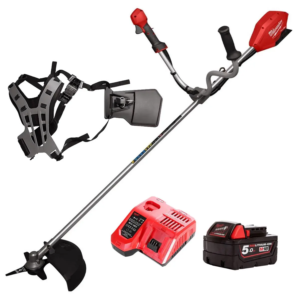 Milwaukee M18fbcu-0 M18 18V Brushless Brush Cutter With 1 X 5.0Ah Battery Charger & Harness 1