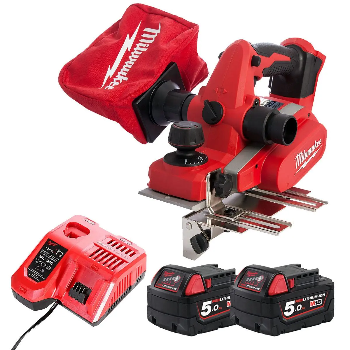 Milwaukee M18bp-0 18V Li-Ion 82Mm Planer With 2 X 5.0Ah Batteries & Charger 1