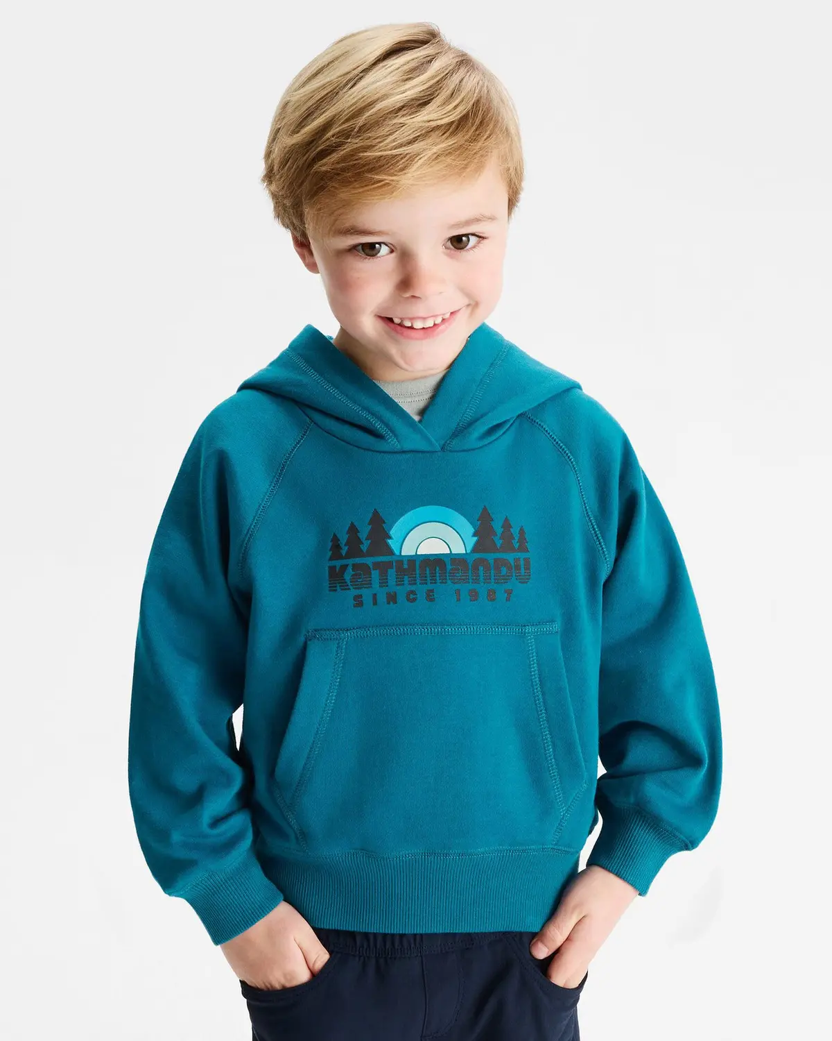 Kids' Retro Logo Lt Bb Hoodie - Dark Eddy 1