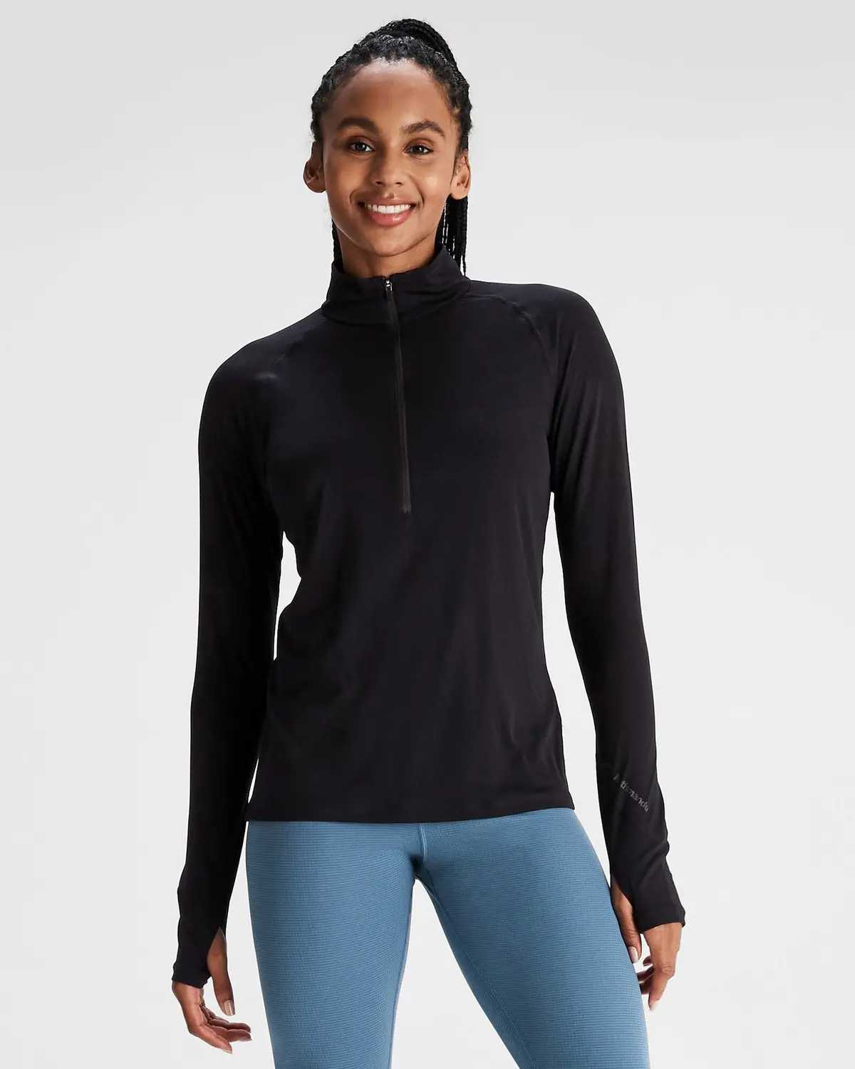 Women's Kmdaction Quarter Zip Baselayer Top  - Black 1