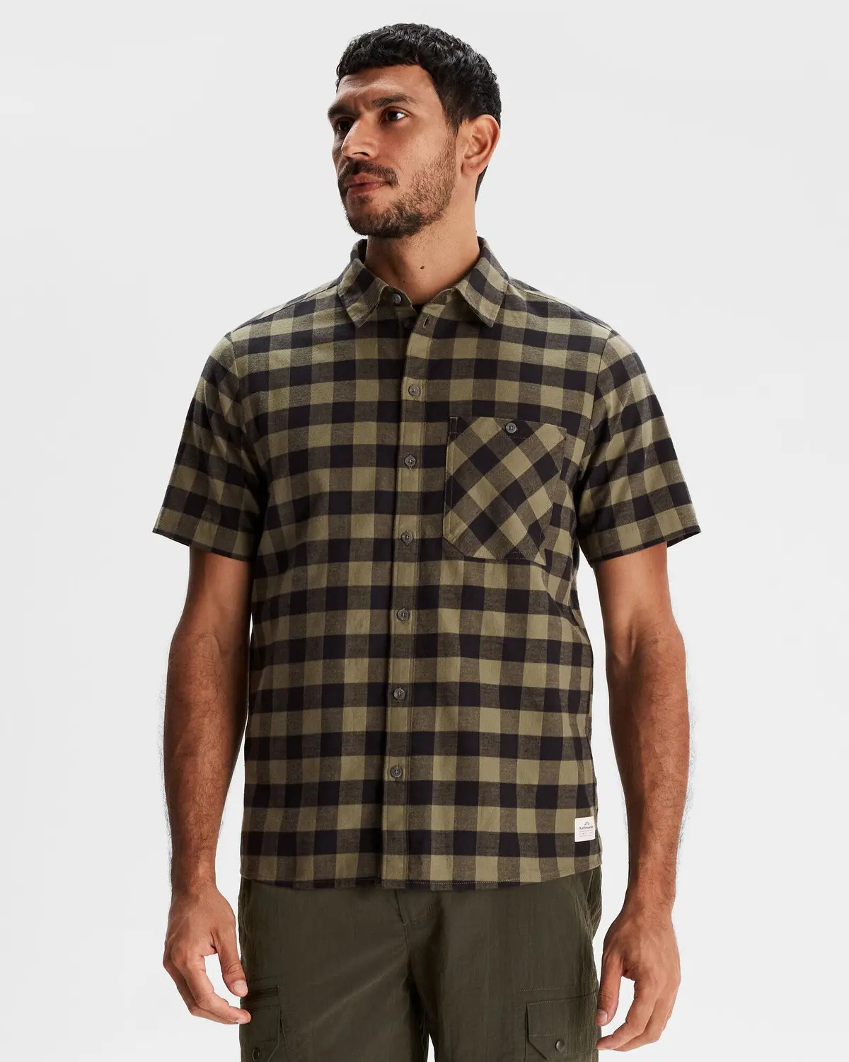 Men's Fyfe Short Sleeve Shirt - Light Moss Gingham 1