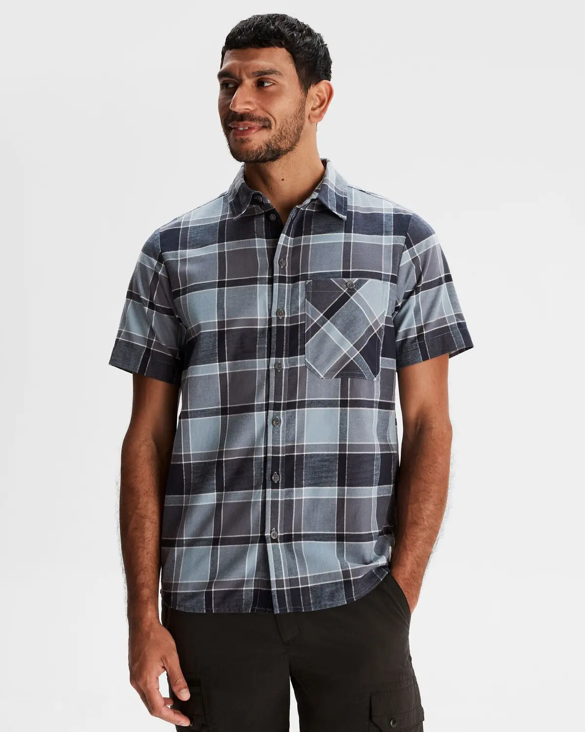 Men's Fyfe Short Sleeve Shirt - Mid Navy Plaid 1