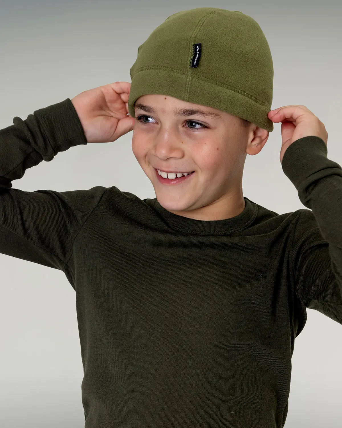 Kids' Ridge 100 Primaloft Fleece Beanie - Dark Fern 1