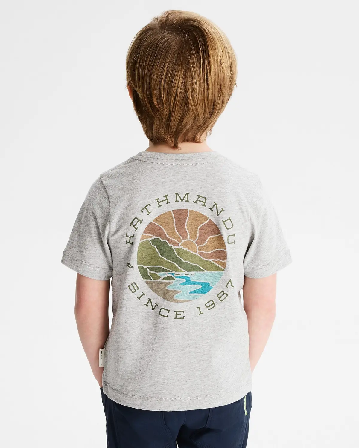 Kids' Sunburst Organic Cotton T-Shirt - Light Grey Marle 2
