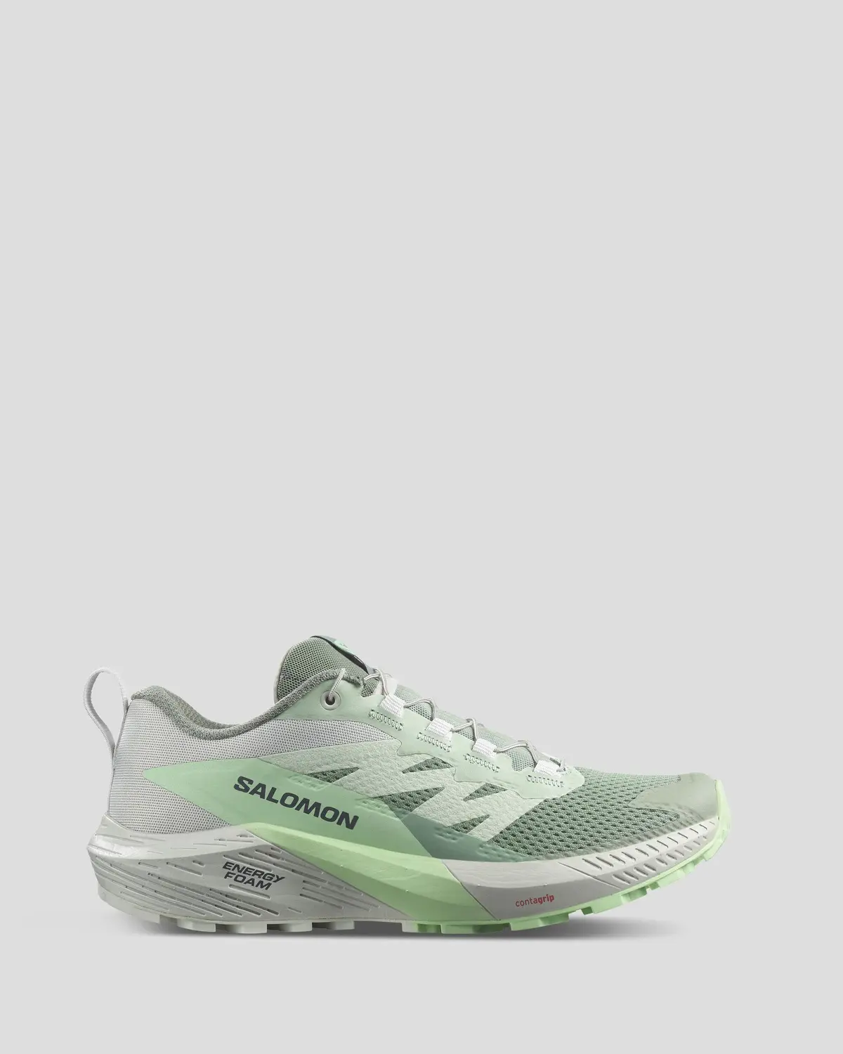 Women's Salomon Sense Ride 5 Trail Running Shoes - Lily Pad/Metal/Green Ash 1