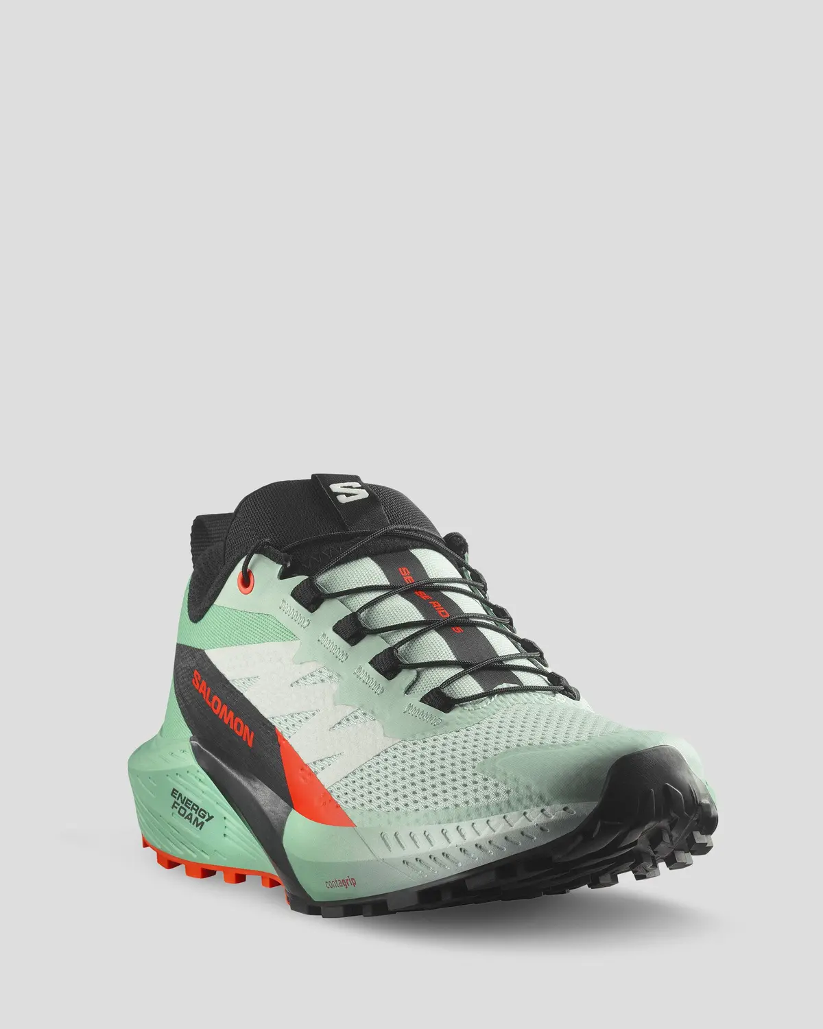 Women's Salomon Sense Ride 5 Trail Running Shoes - Black/Bay/Cherry Tomato 2