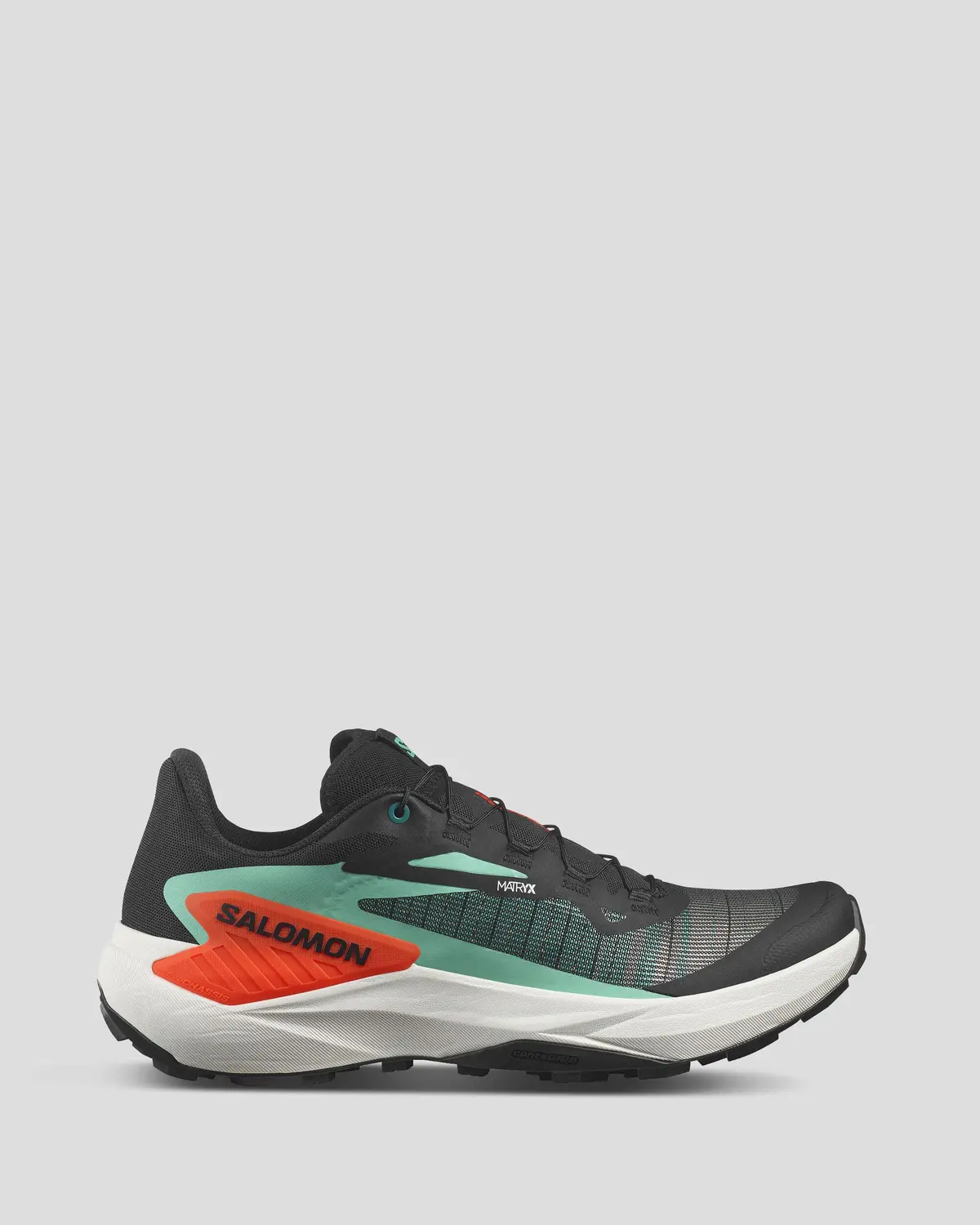 Men's Salomon Genesis Trail Running Shoes - Black/Electric Green/Cherry Tomato 1