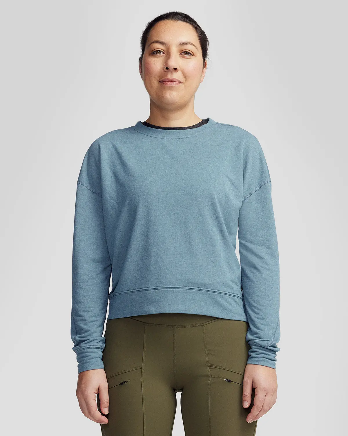 Women’S Anytime Crew Sweatshirt - Washed Blue Marle 1