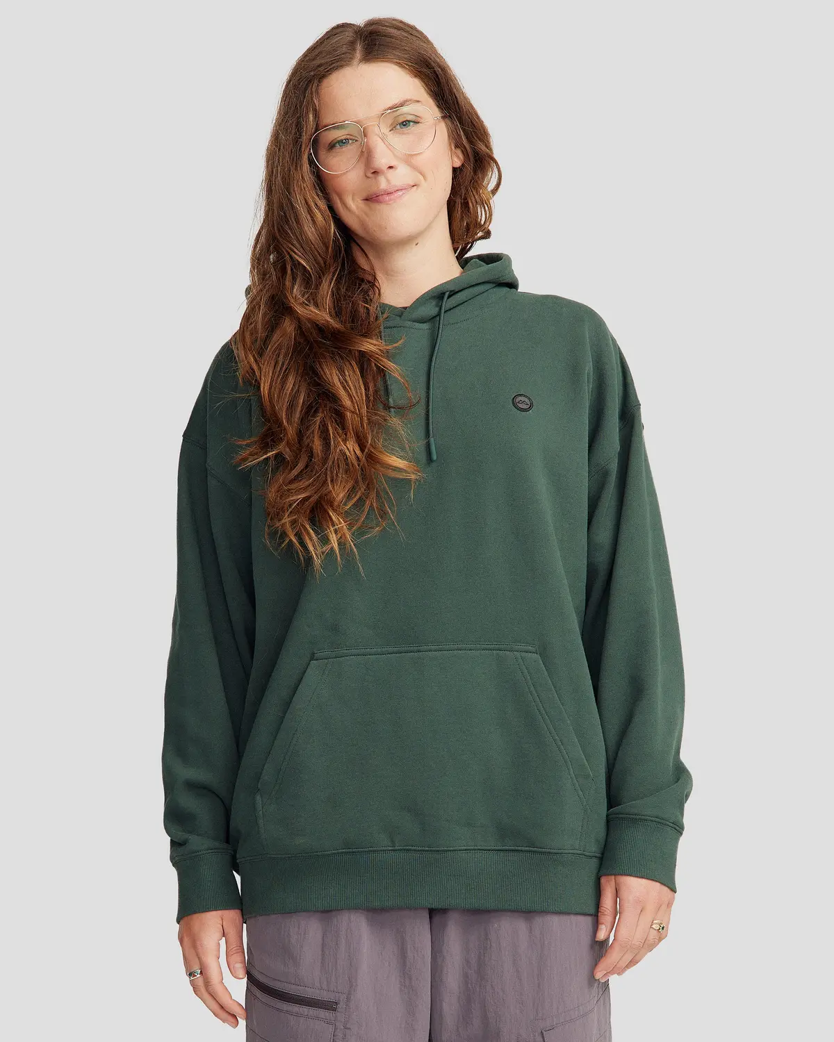 Women's Peak Badge Slouchy Brushed Hoodie - Deep Forest 1
