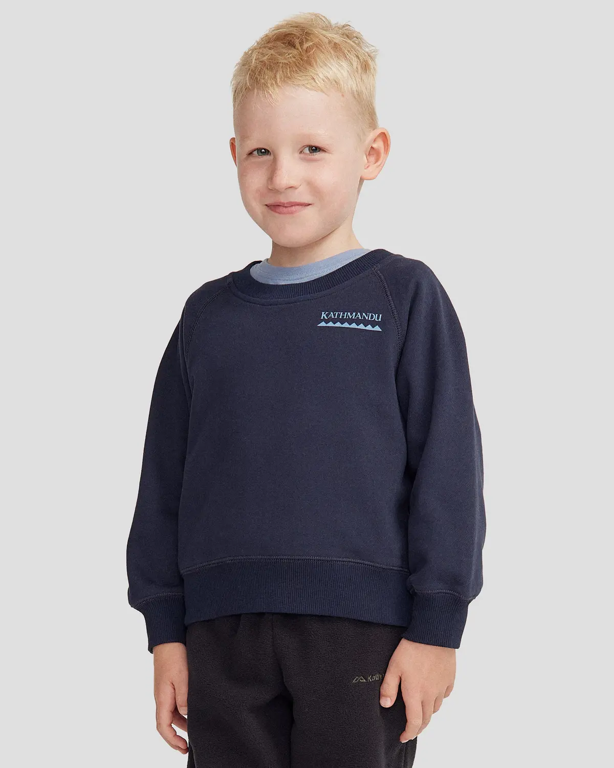Kids' Heritage Logo Brushed Crew - Pure Navy 1