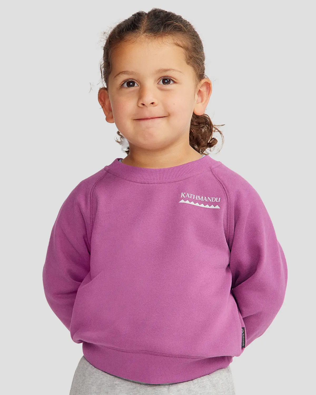 Kids' Heritage Logo Brushed Crew - Washed Berry 1