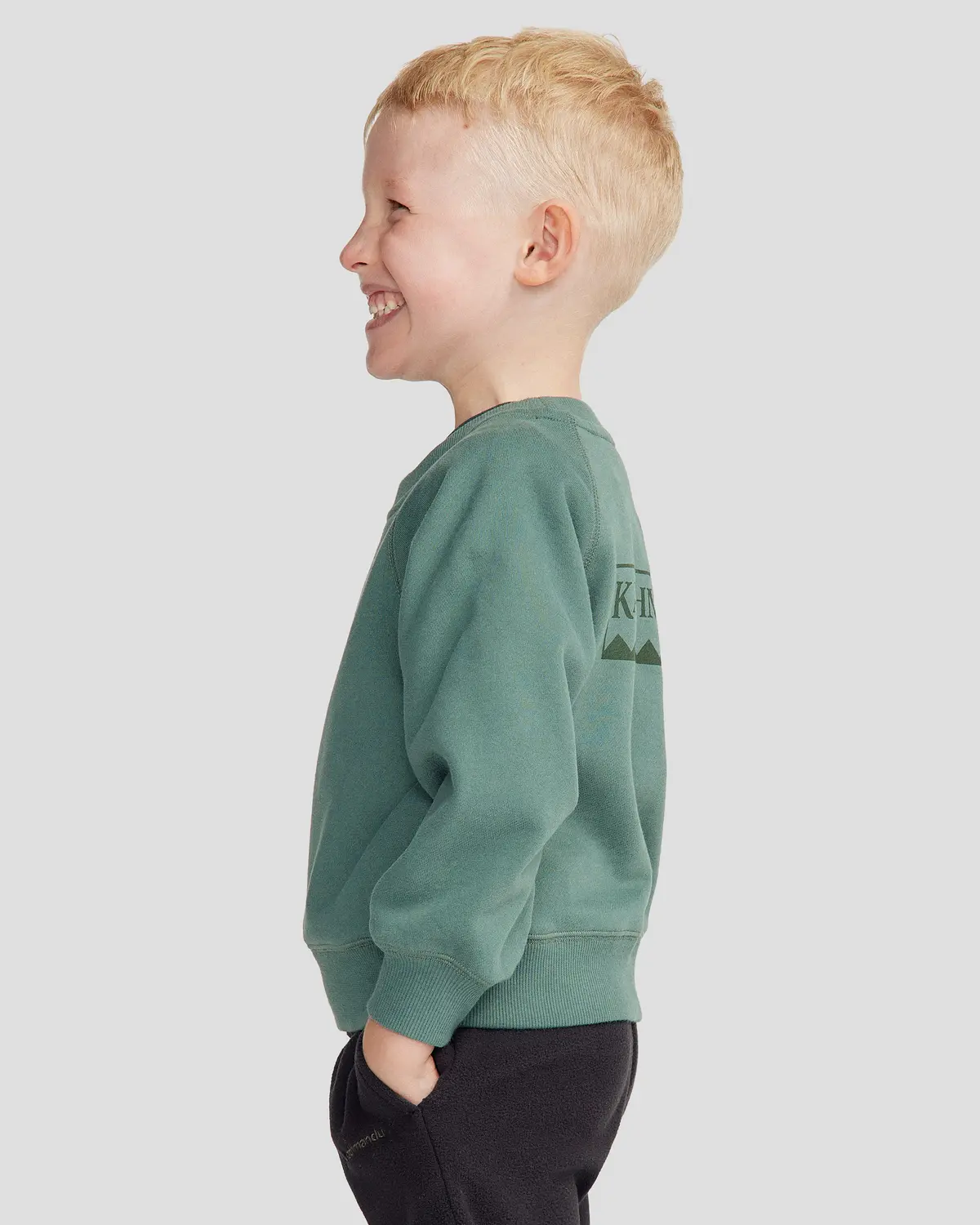 Kids' Heritage Logo Brushed Crew - Light Forest 3