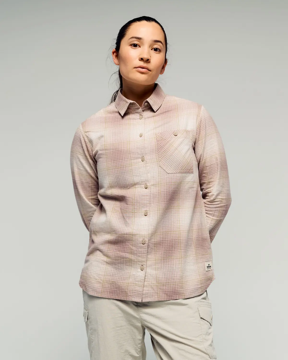 Women's Retreat Fyfe Long Sleeve Shirt -  Taupe/Verde Plaid 1
