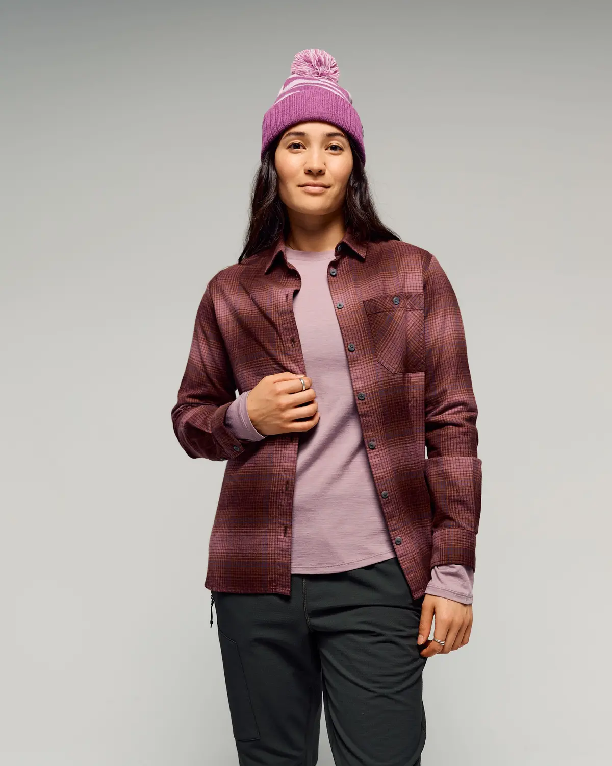 Women's Retreat Fyfe Long Sleeve Shirt -  Mulberry/Dark Thistle Plaid 1