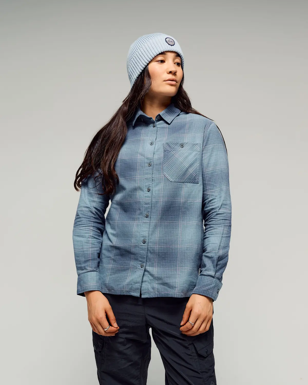Women's Retreat Fyfe Long Sleeve Shirt -  Mid Blue/Dust Plaid 1