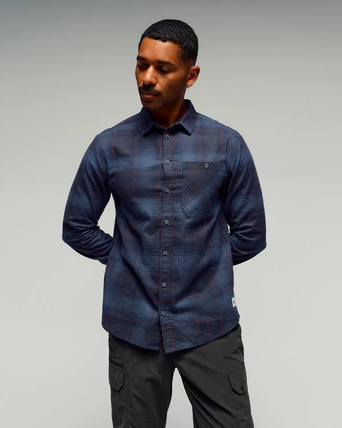 Men's Retreat Fyfe Long Sleeve Shirt -  Pure Navy/Woodsy Plaid 1