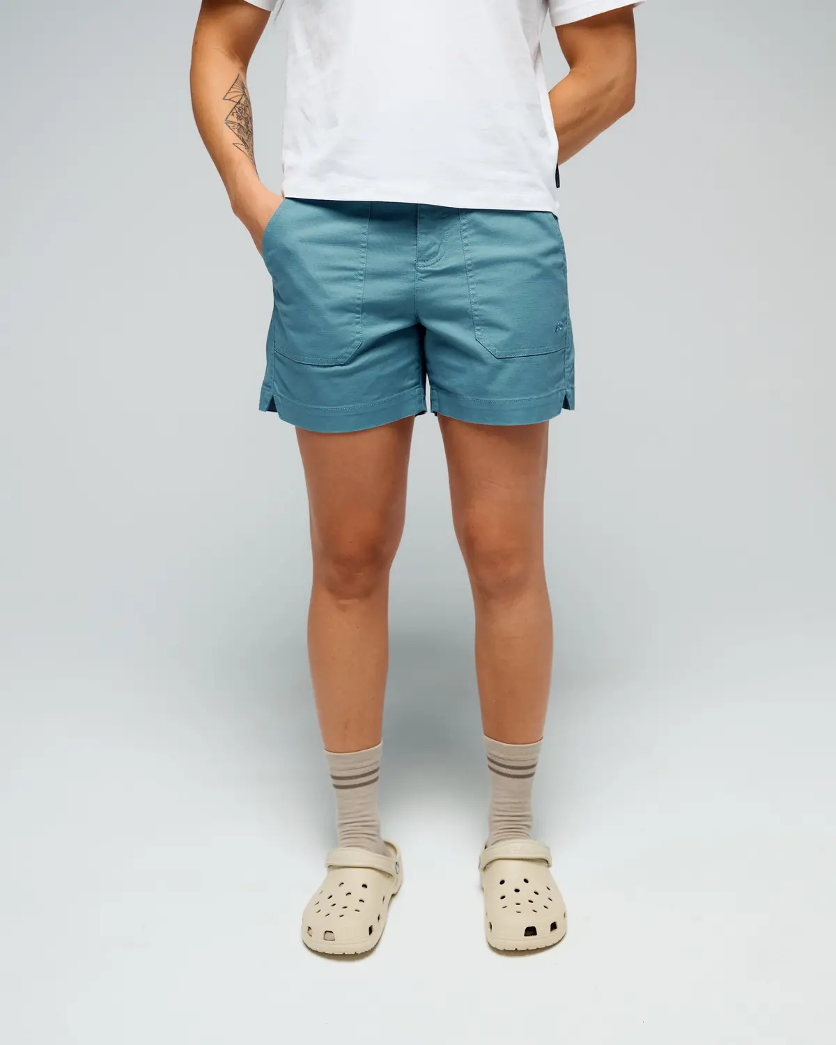Women’S Weekend Cotton Shorts  -  Washed Blue 1