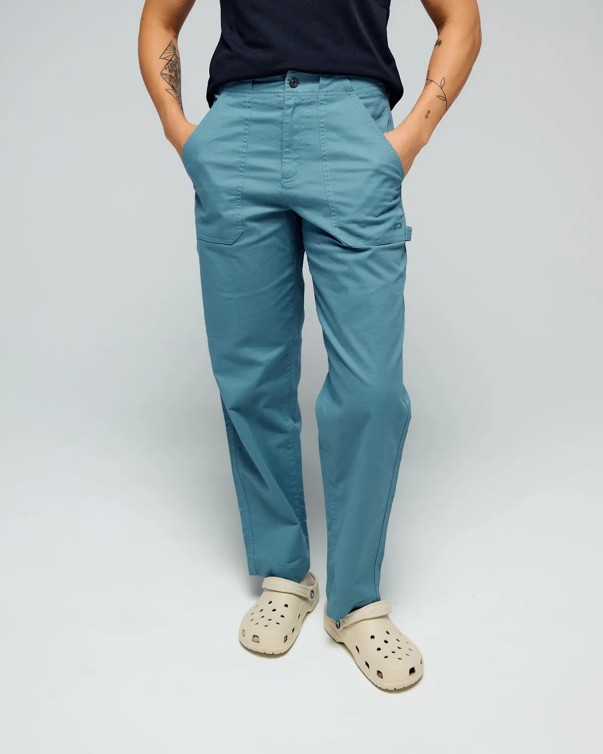 Women’S Weekend Cotton Pants  -  Washed Blue 1