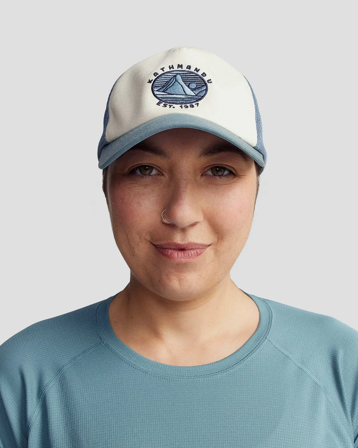 Embroidered Trucker Cap  -  Natural/Vapor 1