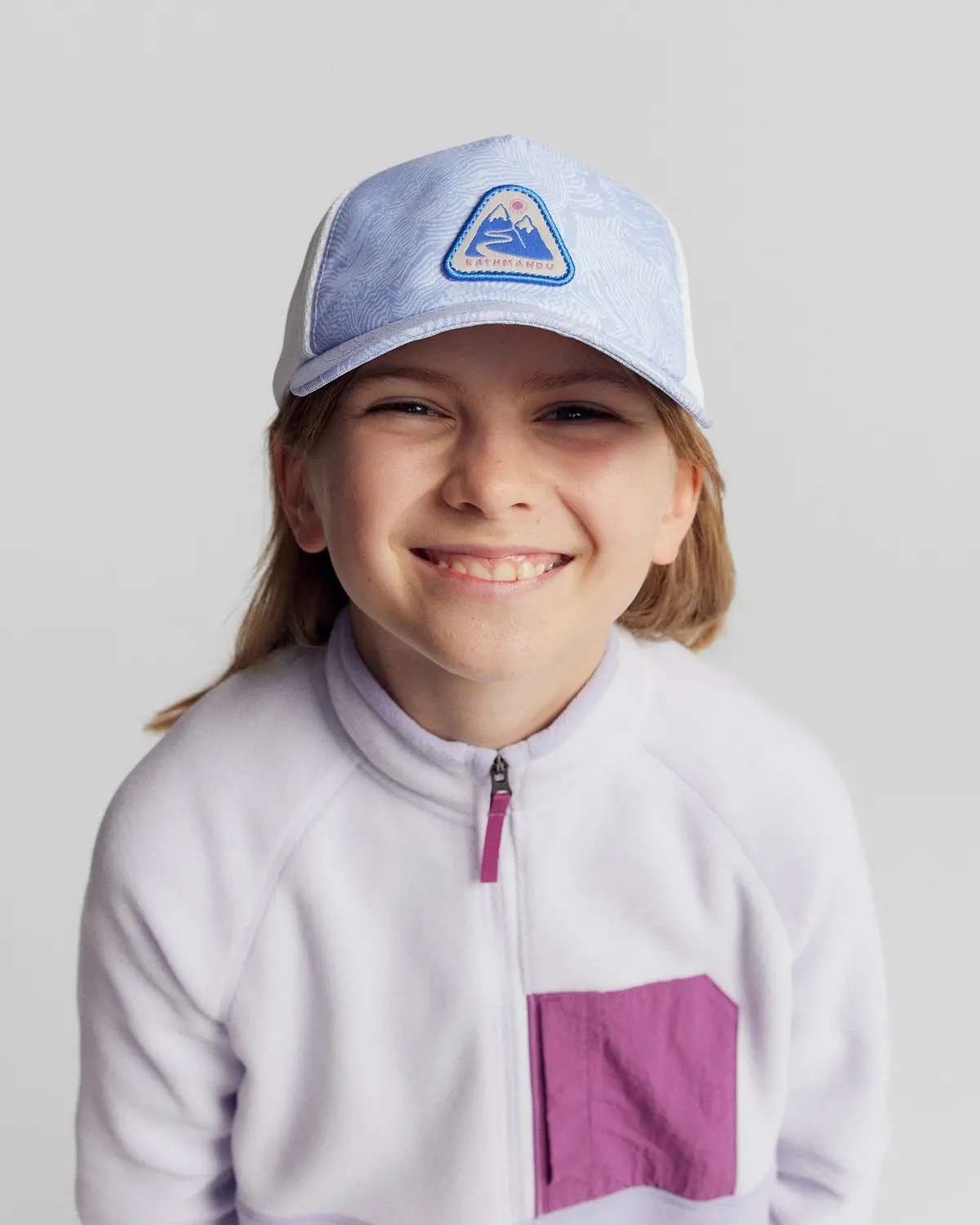 Kids’ Trucker Cap - Lilac Nature Lines Print 1