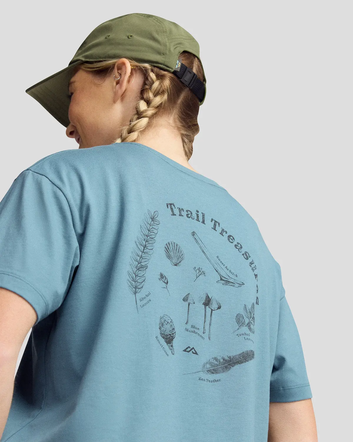 Women’S Trail Treasure Organic Cotton T - Shirt - Washed Blue 3
