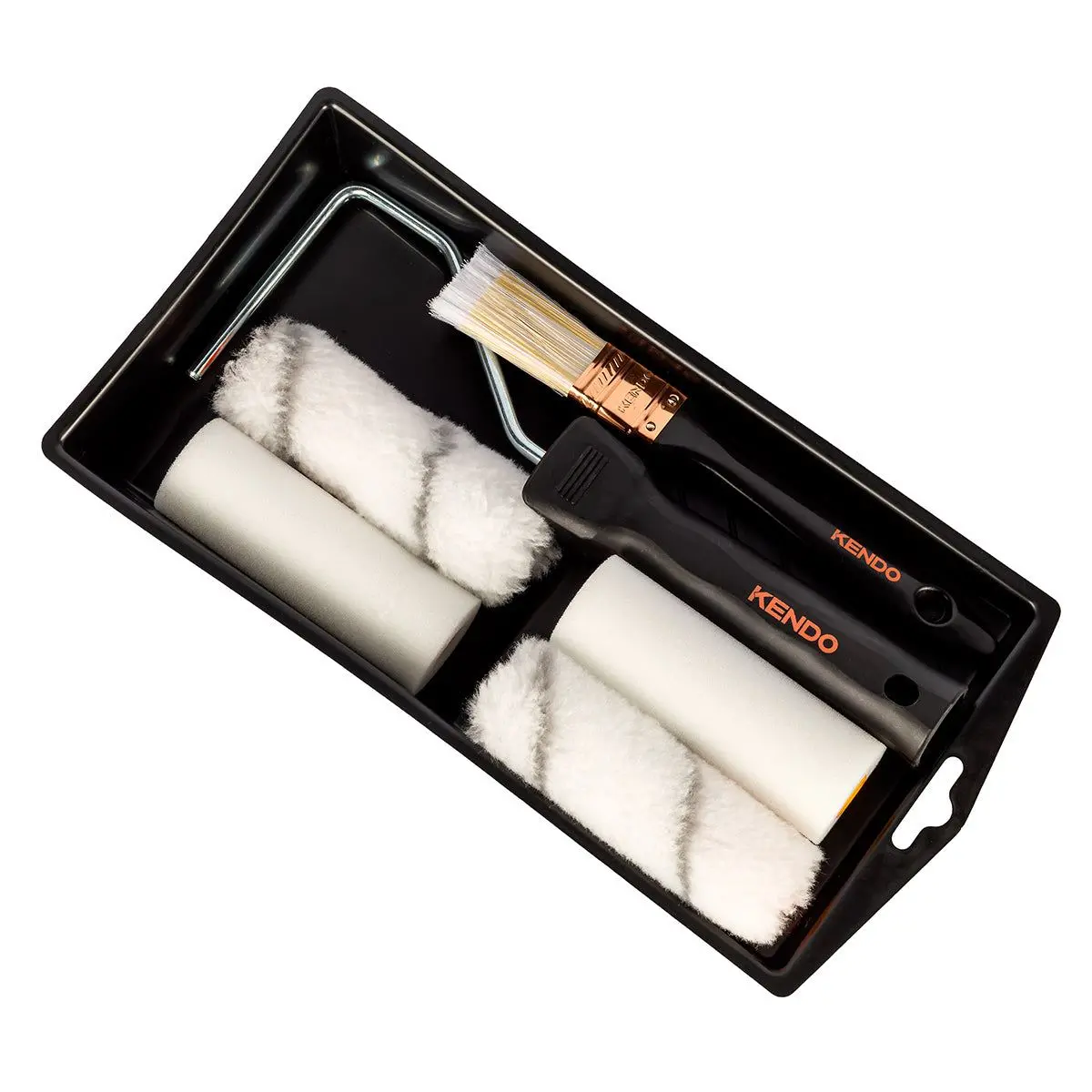 Kendo 7 Piece Painting Kit With 4" Mini Rollers, Tray, Sleeves & Brush 1