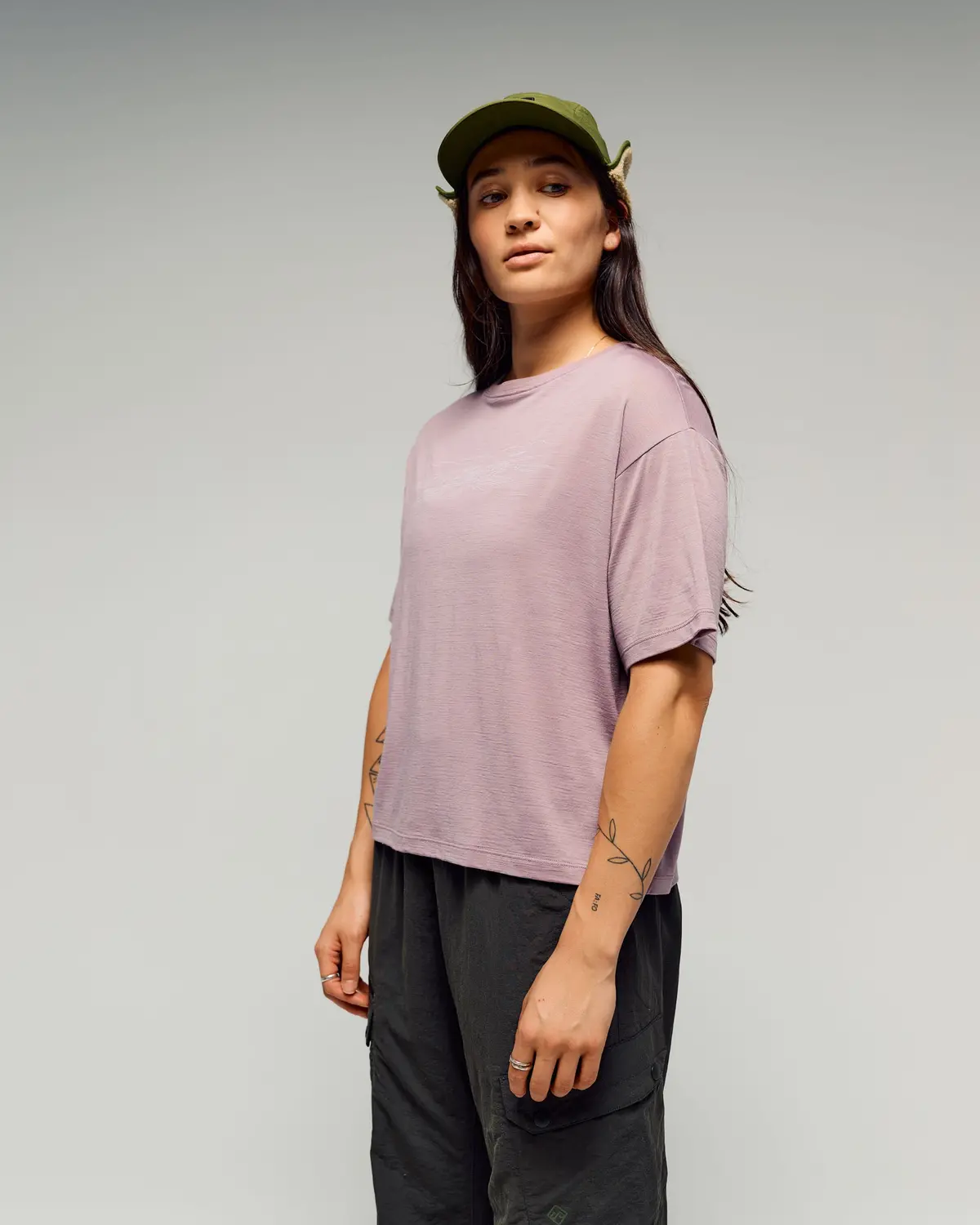 Women's 100% Merino Graphic T-Shirt -  Thistle 1