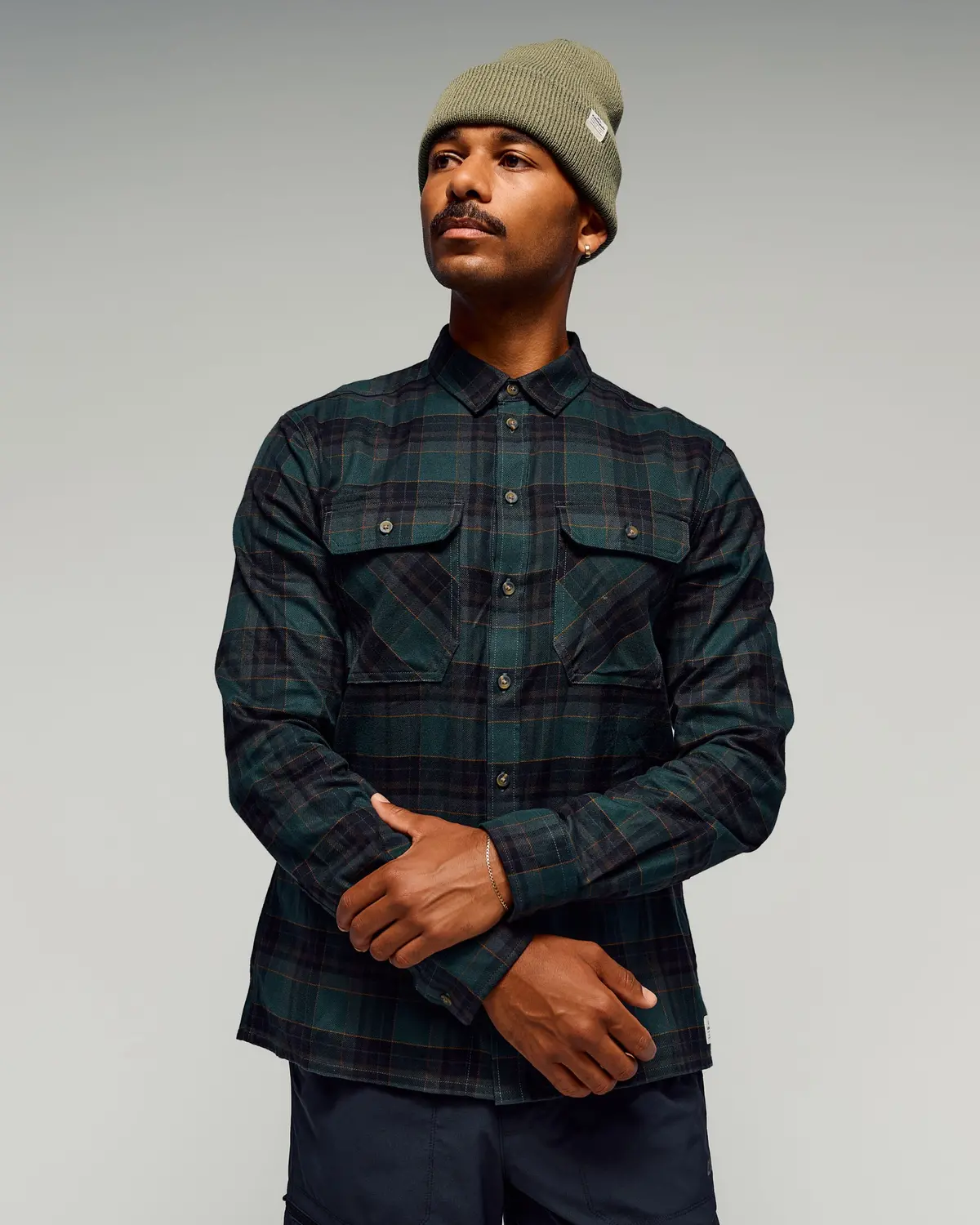Men's Retreat Carrillon Long Sleeve Shirt -  Deep Forest Plaid 1
