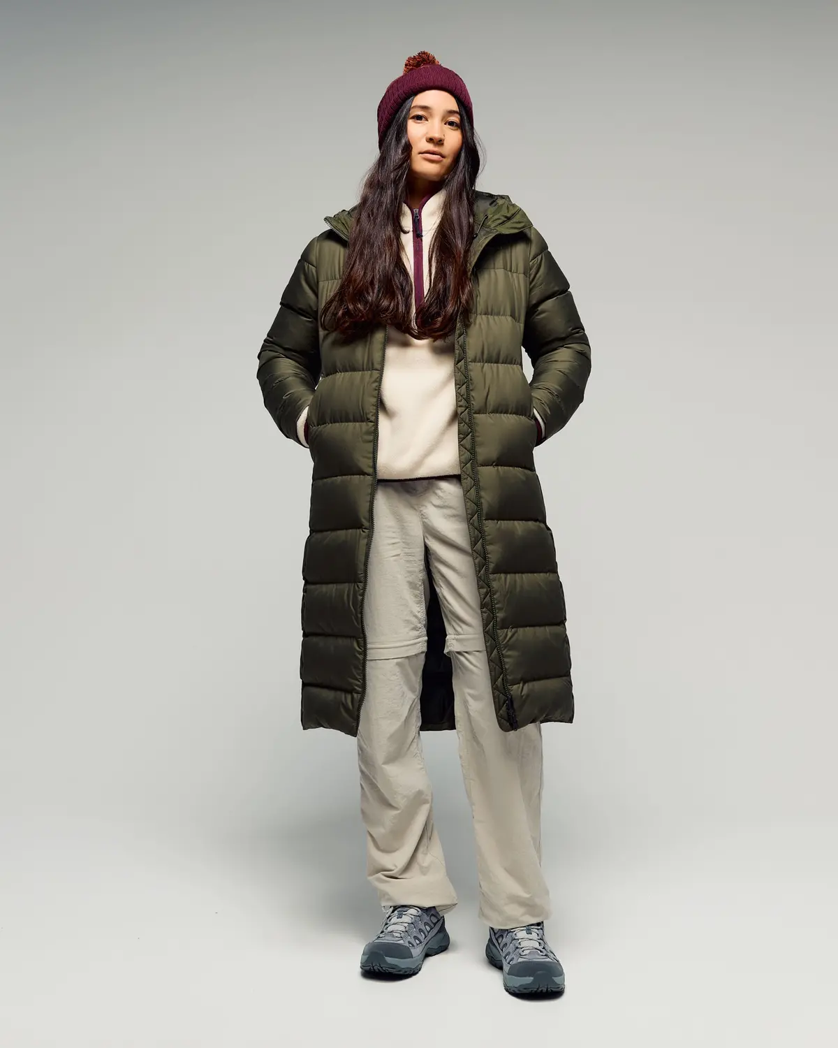 Women's Epiq Down Hooded Long Parka V2 - Light Moss 2