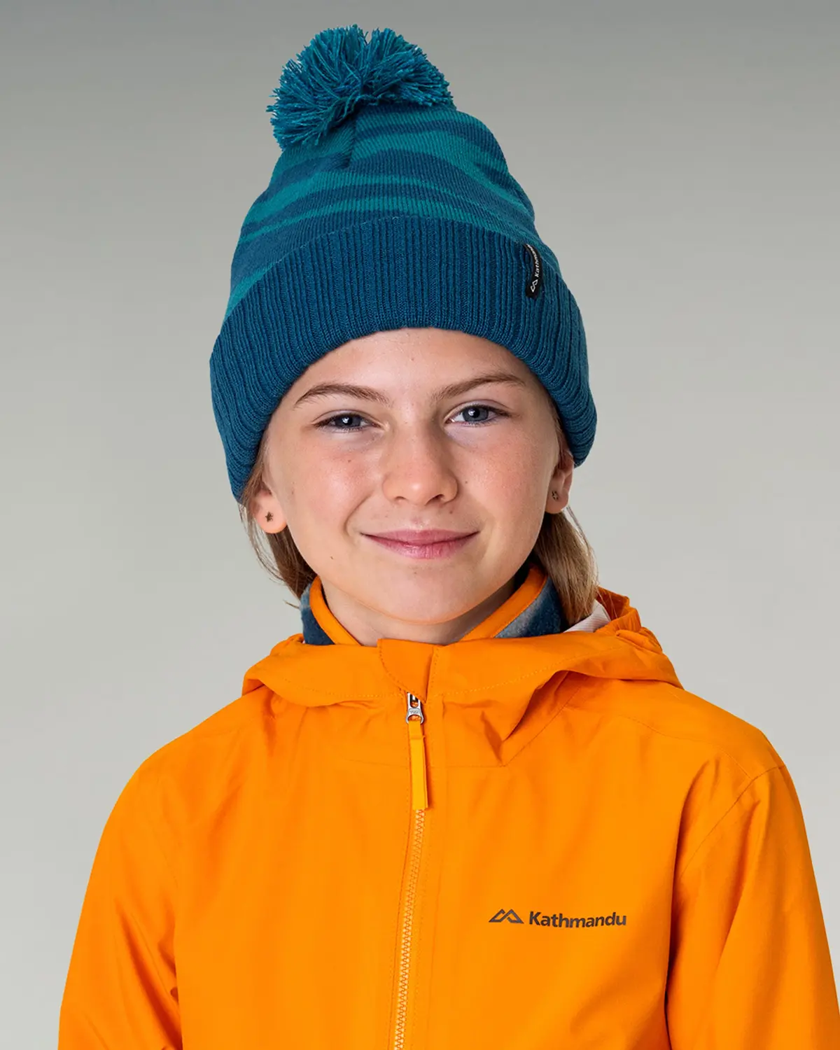 Kids Braided River Pom Pom Beanie -  Lagoon Braided River 1