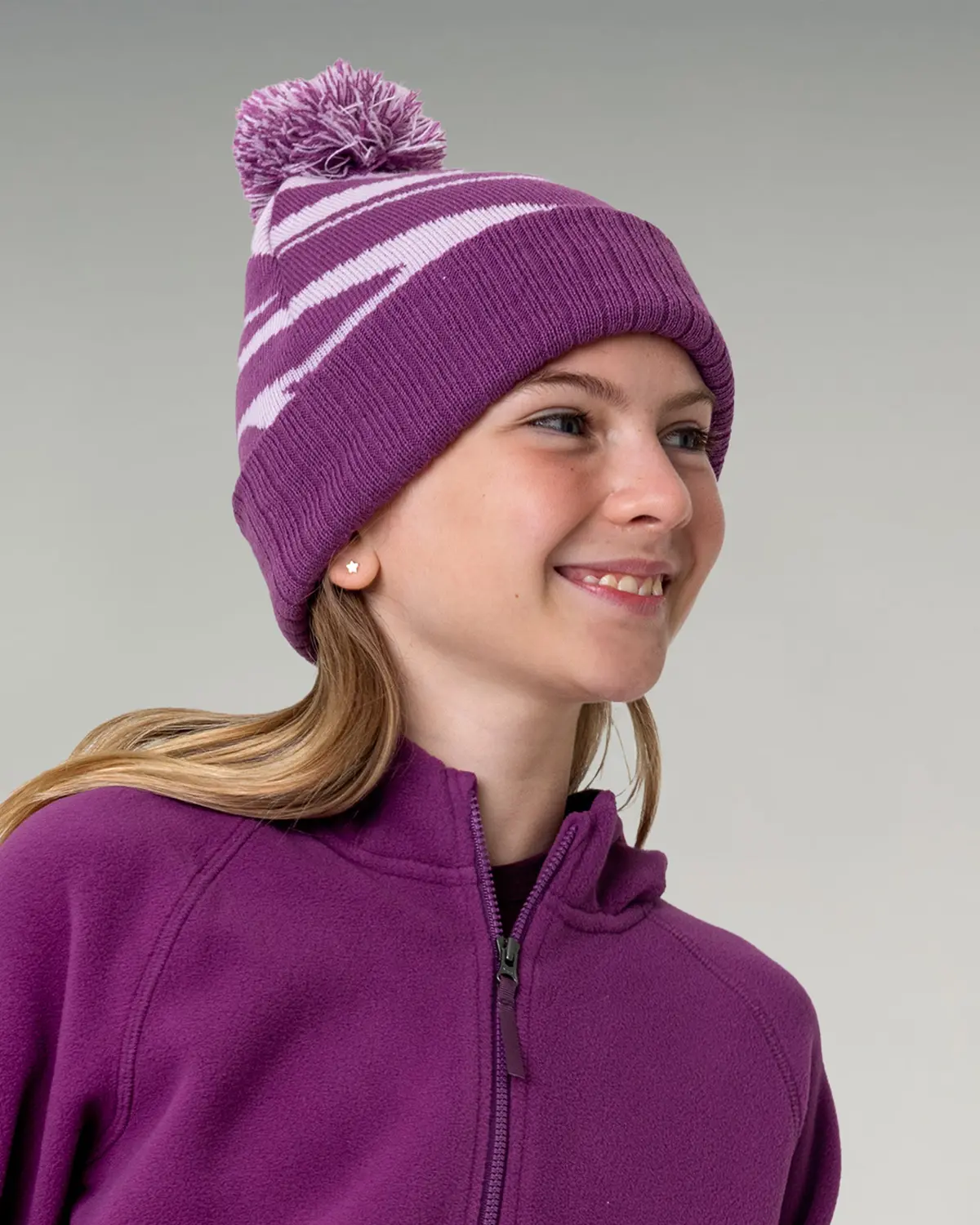 Kids Braided River Pom Pom Beanie -  Stardust Braided River 1