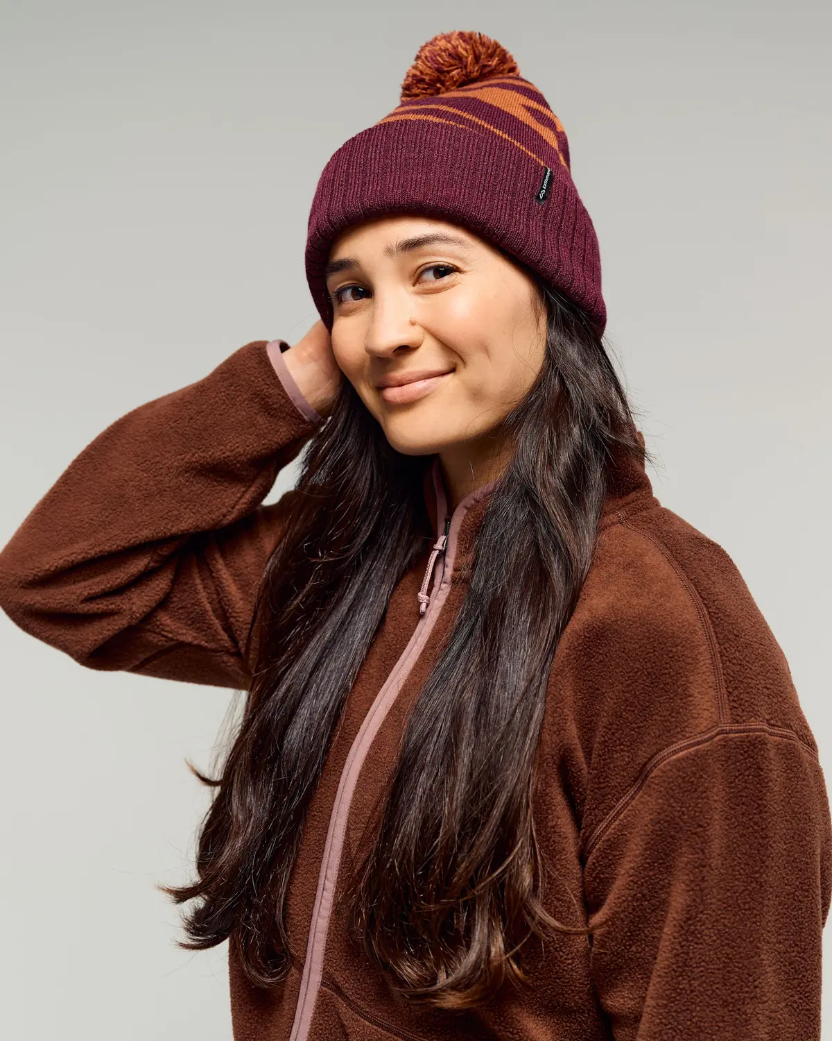 Braided River Pom Pom Beanie -  Mulberry Braided River 1