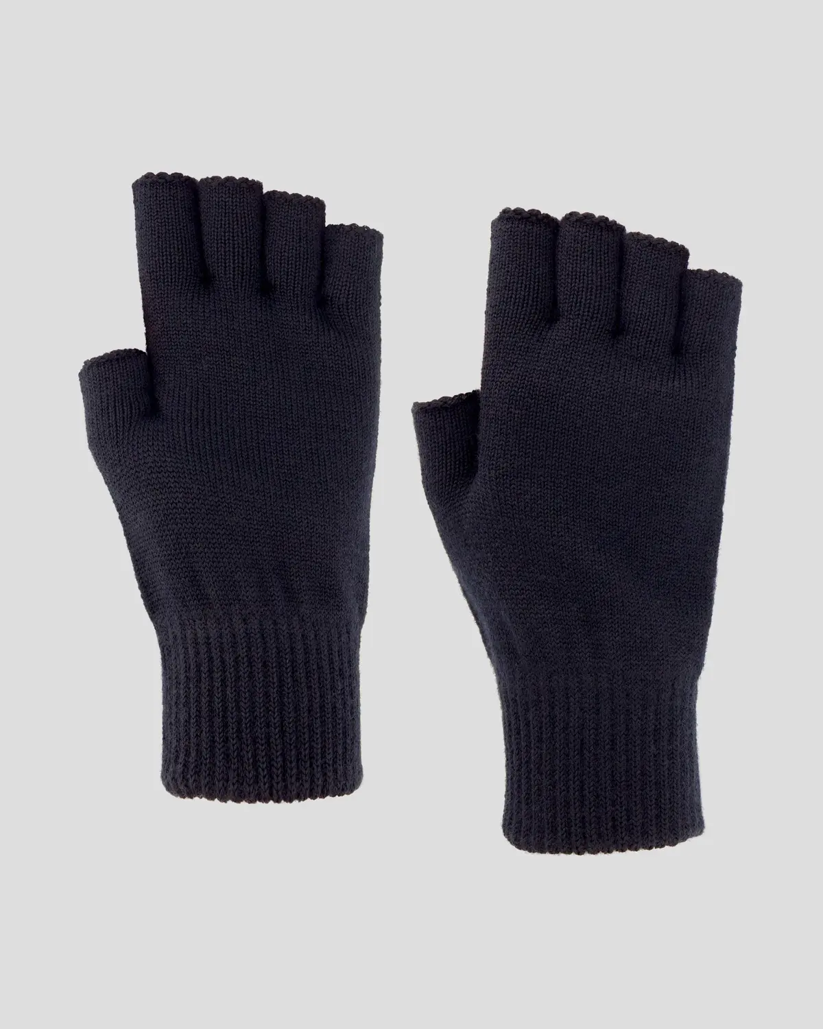 Merino Fingerless Gloves -  Black Stingray 1