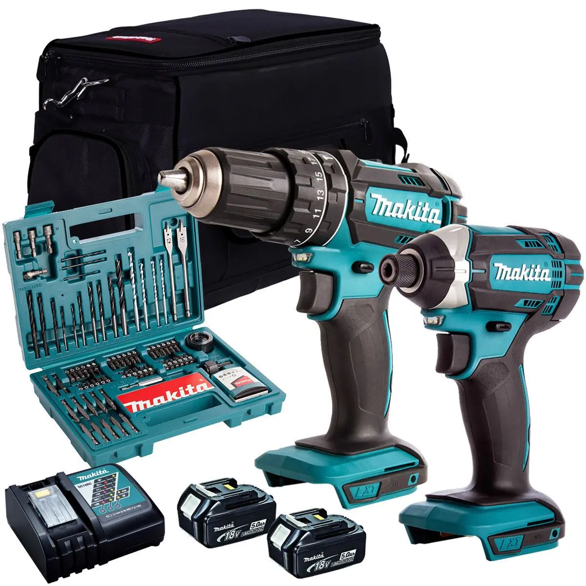 Makita 18V Impact Driver & Combi Drill With 2 X 5.0Ah Battery T4tkit-813 1