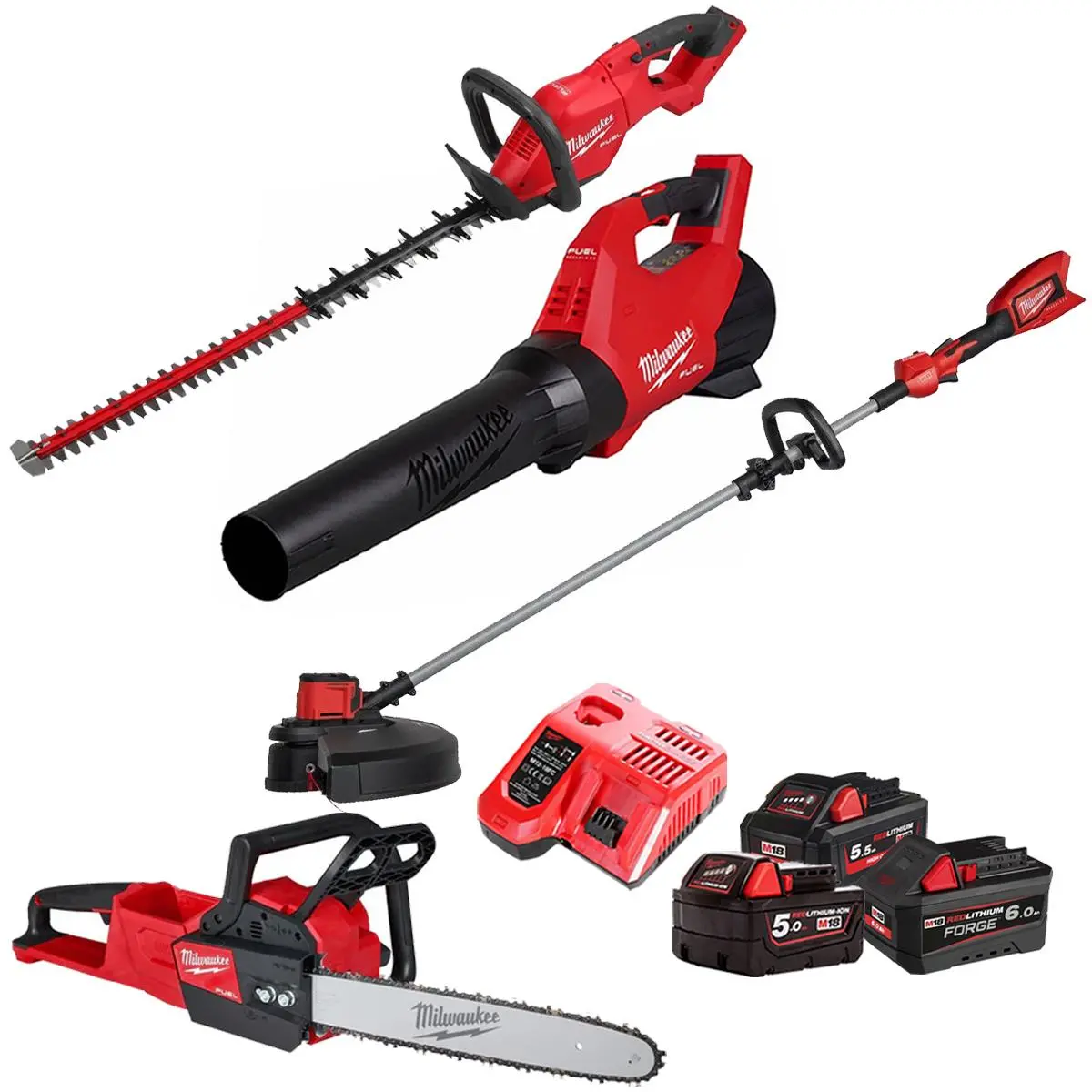 Milwaukee M18 18V 4 Piece Gardening Tool Kit With 3 X Batteries & Charger T4tkit-29518 1