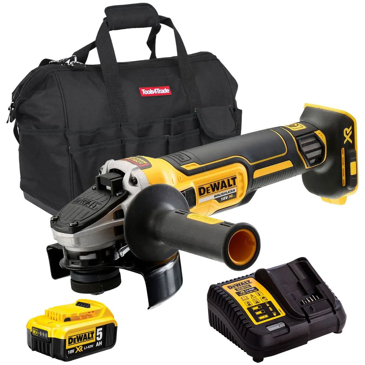 Dewalt Dcg405n 18V Brushless 125Mm Angle Grinder With 1 X 5.0Ah Battery & Charger In Bag 1