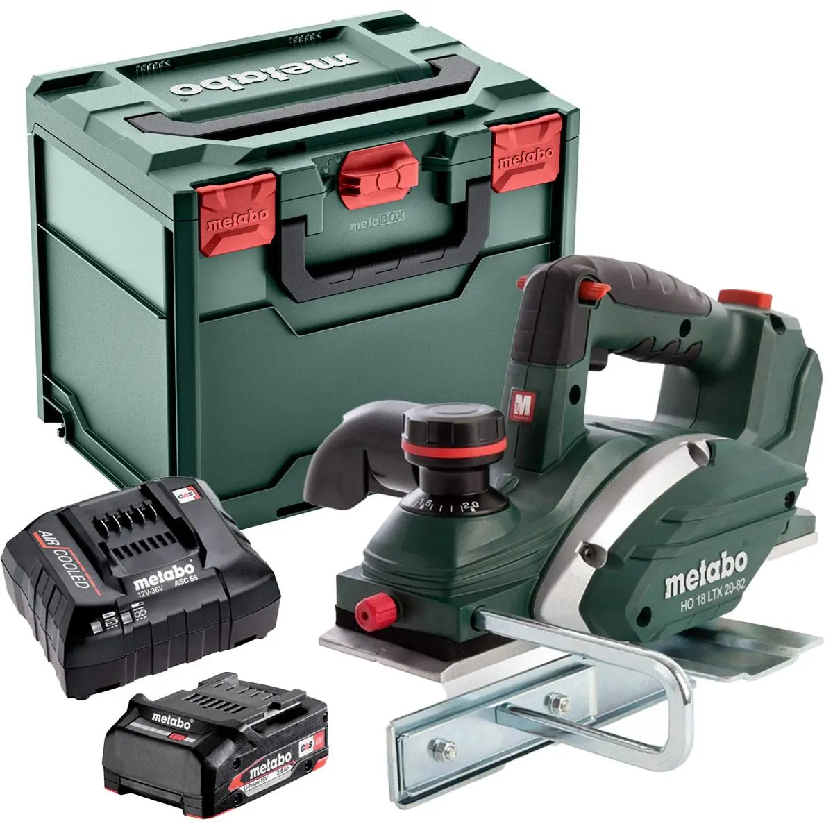 Metabo Ho 18 Ltx 20-82 18V Cordless Planer With 1 X 2.0Ah Battery Charger & Metabox 1