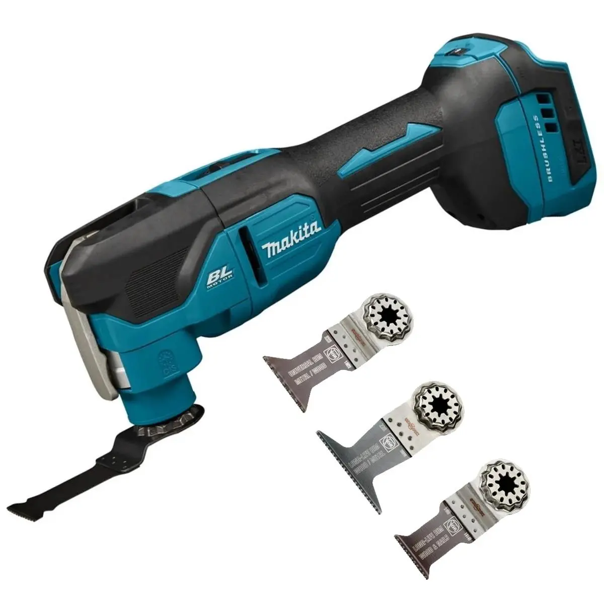 Makita Dtm53z 18V Lxt Brushless Multi Tool With 3 Piece Wood & Metal Cut Set 1