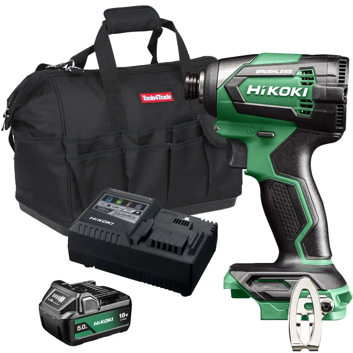 Hikoki Wh18dew2z 18V Brushless Impact Driver With 1 X 5.0Ah Battery Charger & Bag 1